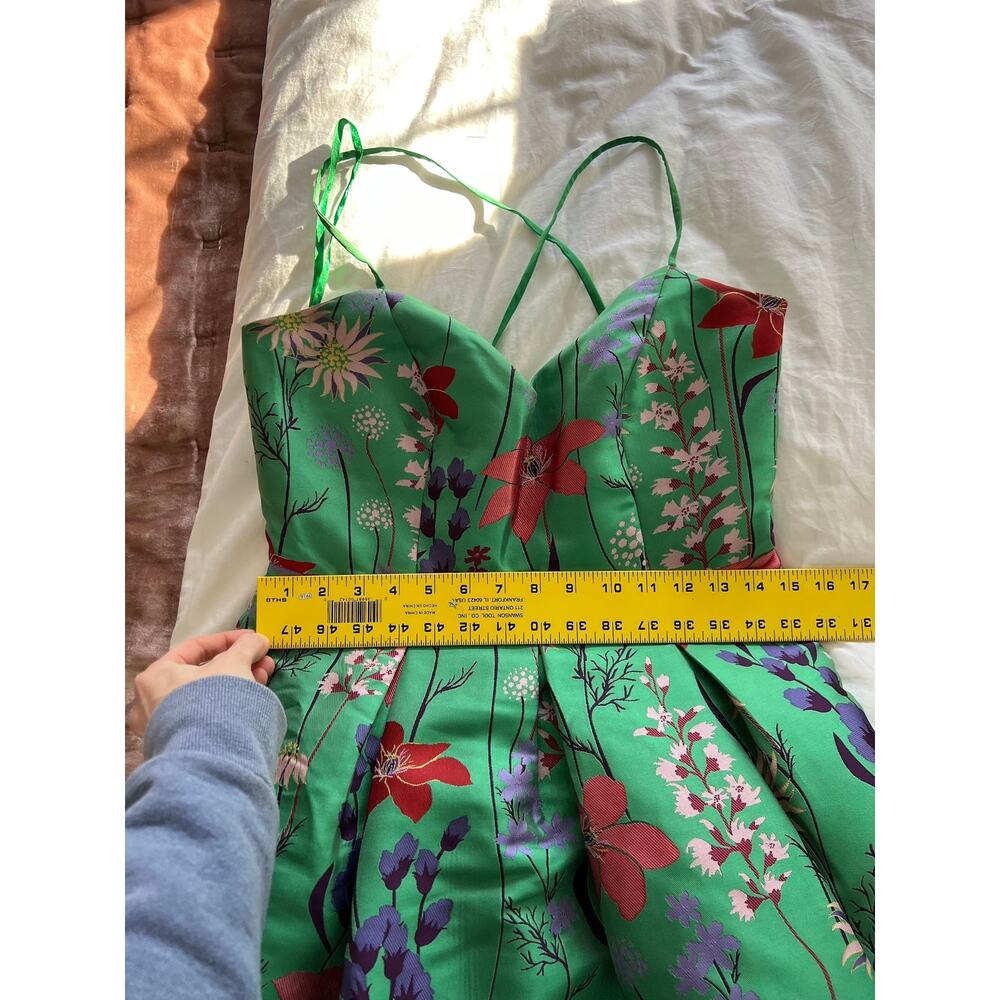 Eliza J Green Floral Spaghetti Strap Fit & Flare Dress - Picture 14 of 16